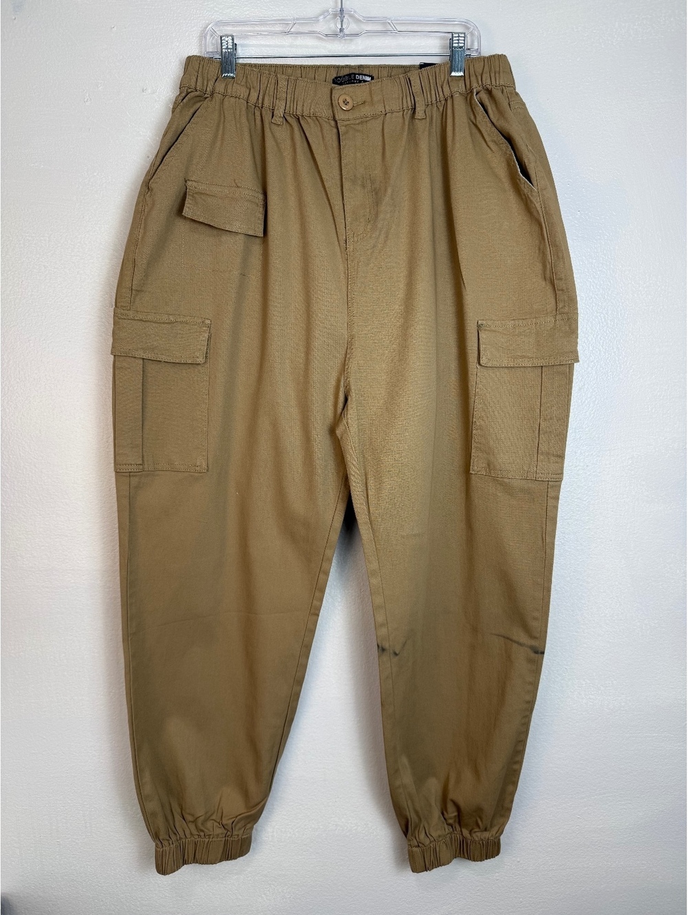 Double Denim January 5 Women’s Cargo Jogger Pants 3X Khaki Tan NWT